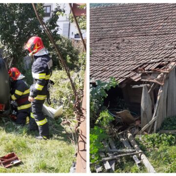 Accident ȘOCANT la Cluj! A plonjat de pe drum, de la o înălțime de 4 metri, în curtea unor oameni – VIDEO și FOTO